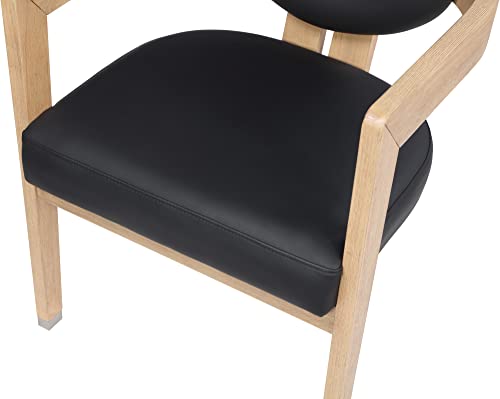 Meridian Furniture 564Black-C Carlyle Collection Modern | Contemporary Dining Chair, Solid Wood Brushed Natural Finish, Soft Black Vegan Leather, Brushed Chrome Accents, 24" W x 23.5" D x 29" H, Black by Meridian Furniture - Image 2