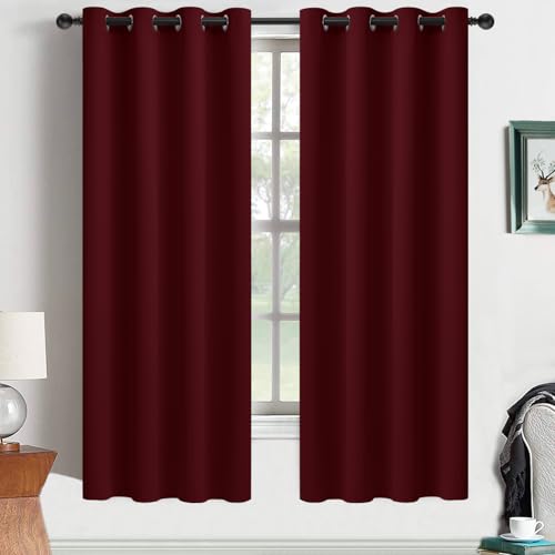 Yakamok Room Darkening Curtains 52x63 inch Length Wine Red-Living Room