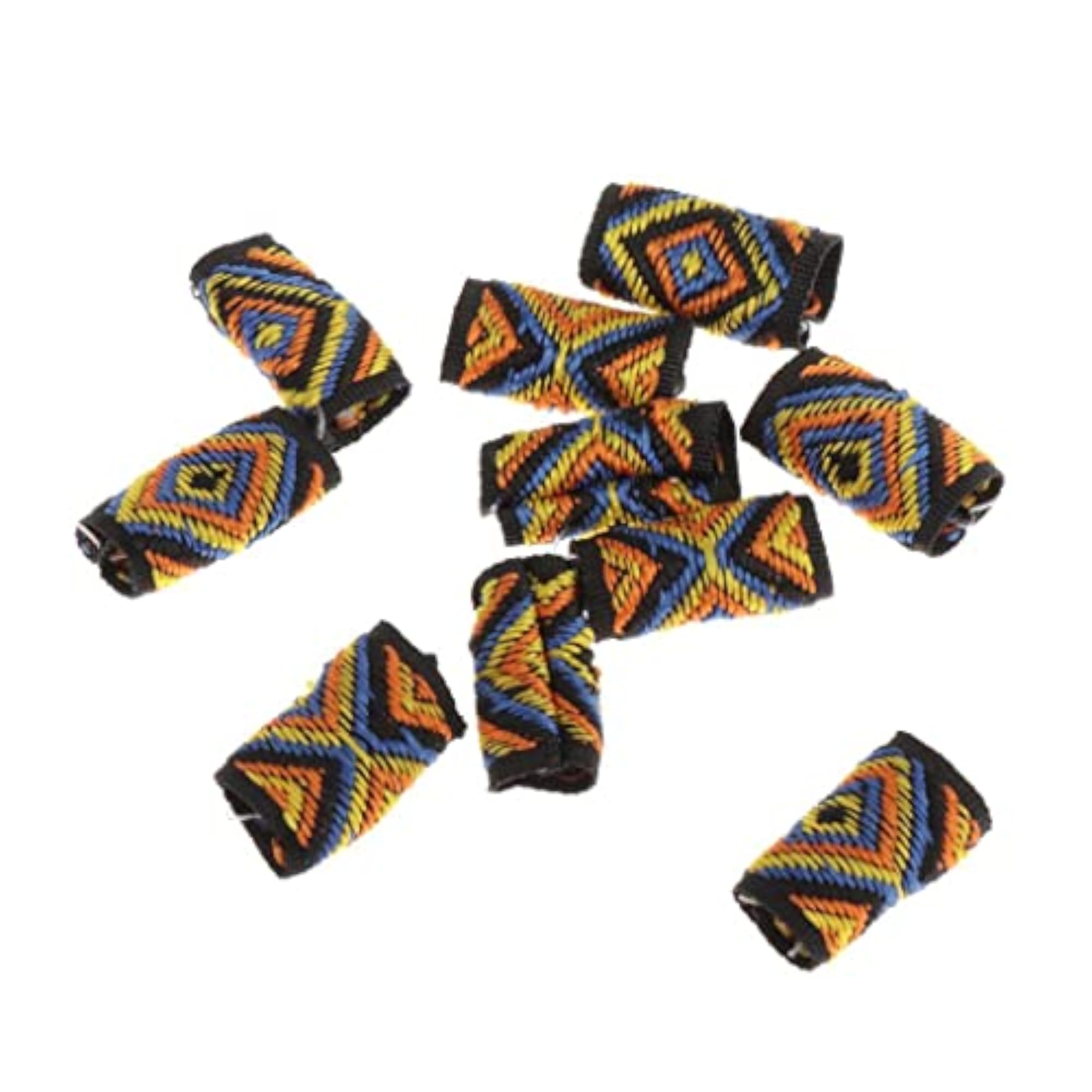 10x Knitted Fabric Hair Dreadlock Beads Tubes for DIY Braids Pendants