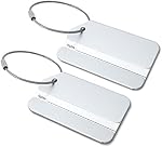 uxcell Luggage Tags,Metal Travel Tags Luggage Identifier Card Holder Name Address ID Labels for Baggage Suitcases,Silver Tone,2 Pack