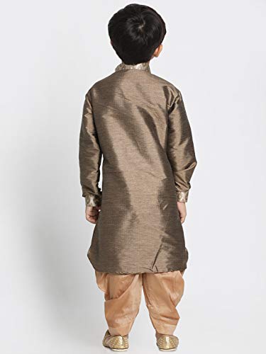 Image of VASTRAMAY Boy's Silk Blend Solid Kurta and Dhoti Pant Set