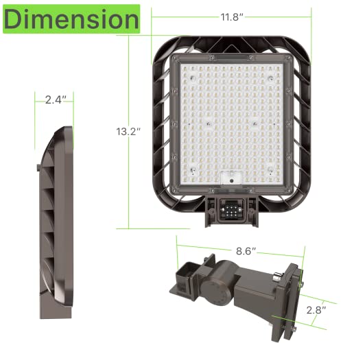 Glitgate LED Parking Lot Lights 200W 30000LM 5000K Dusk to Dawn Photocell Outdoor Street Lights,Adjustable Arm Mount IP65 Waterproof Commercial Area Security Light for Parking Lot, Roadway, 3 Pack by Glitgate - Image 8