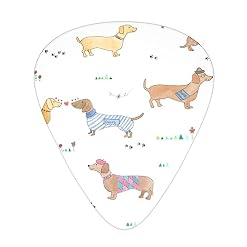 Lot de 12 médiators en forme de teckel avec boîte pour ukulélé, guitare électrique, basse - Les Beatles, Paul McCartney, John Lennon, RIngo Starr, George Harrison