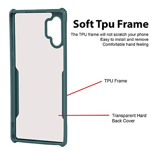 Image of LIRAMARK Transparent Clear Shock Proof Back Cover Case Designed for Samsung Galaxy Note 10 Plus - Pine Green