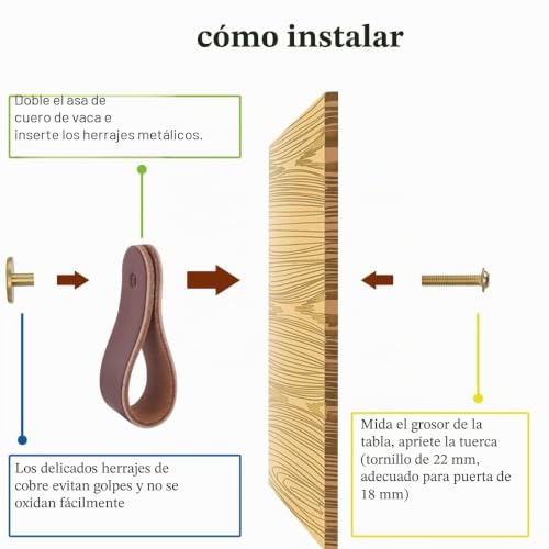 Miniatura 3 de 2 Piezas Tiradores Cuero Para Muebles Manija Del Gabinete De Cuero Tiradores Cajon Pomos De Piel Para Armarios Pomos Decorativos Para Muebles Colgantes