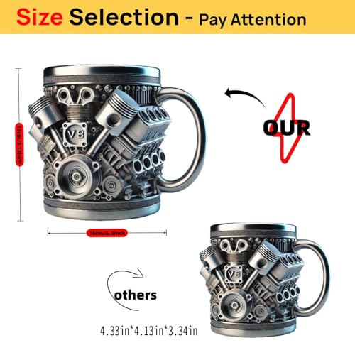 Image of V8 Engine Coffee Mug,Car Coffee Mug Personalized with Handle | Home Decor Gifts for Car Guy Lovers,Mechanics,Birthday, Christmas,Father's Day,Halloween, Thanksgiving