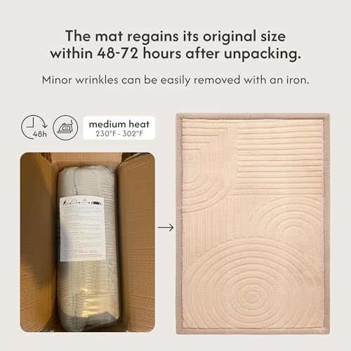 Image of Hakuna Matte CloudRise Baby Play Mat for Floor 47 inch x 67 inch Arches | Coral Velvet high-density foam Rug for Crawling & Cozy Play - Non-Slip, Water-Resistant, Easy-CareTummy Time Mat