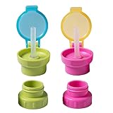 Eforcase 2PCS Bottle Twist Lid, Spill Proof Water Bottle Twist Cover Cap for Juice Soda, Water Bottle Caps with Straw