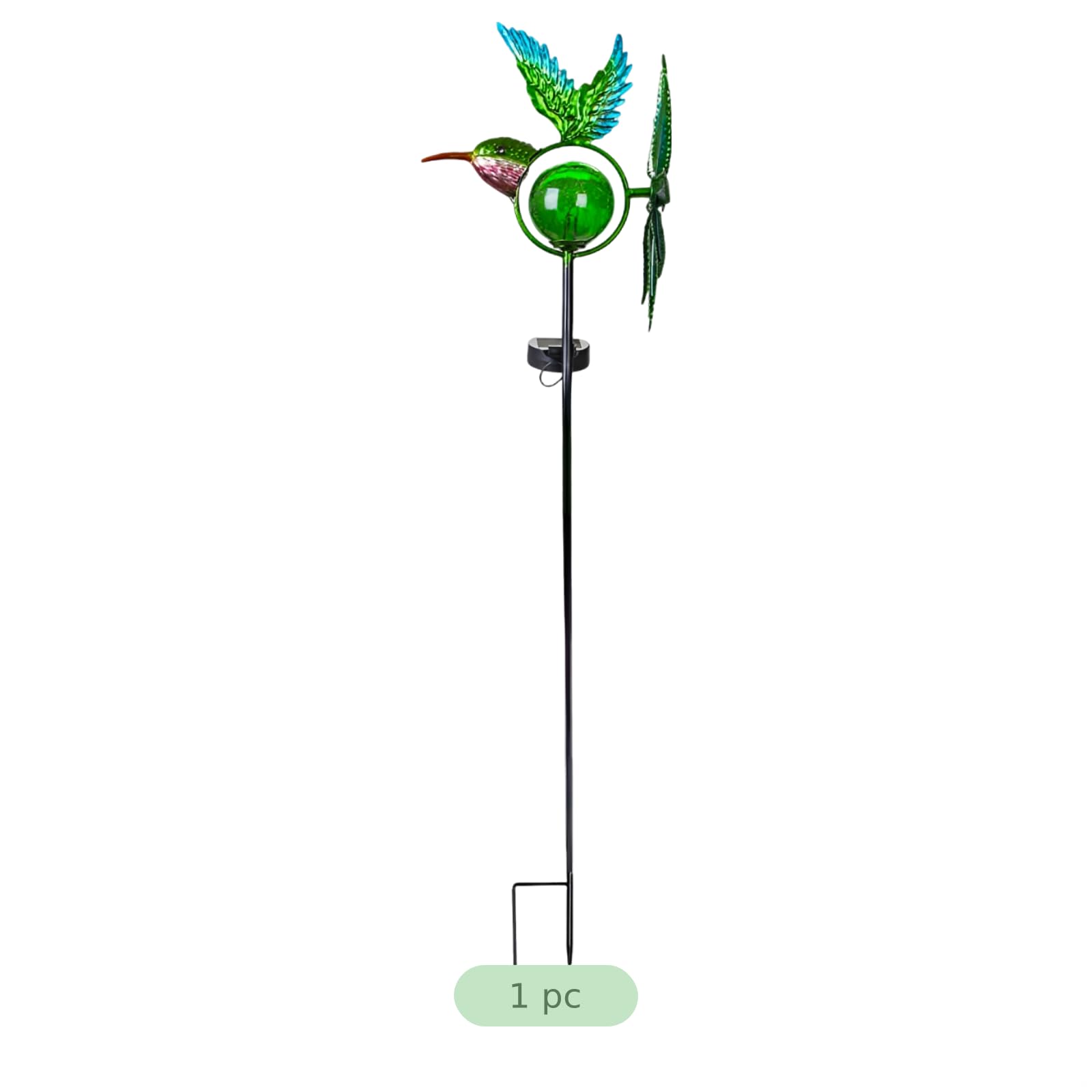 Girandola cinetica per esterni, a energia solare, con sfera in vetro craquelé, 124,7 cm, doppio rotore, luce decorativa da giardino per prato, patio, cortile