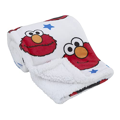 Sesame Street Elmo Red Blue Yellow Green & White with Stars Super Soft Baby Blanket Red Blue White