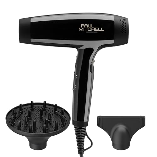 Paul Mitchell Dry Lightweight Professional Hair Dryer Multiple Heat + Speed Settings for Salon-Level Blowouts Black