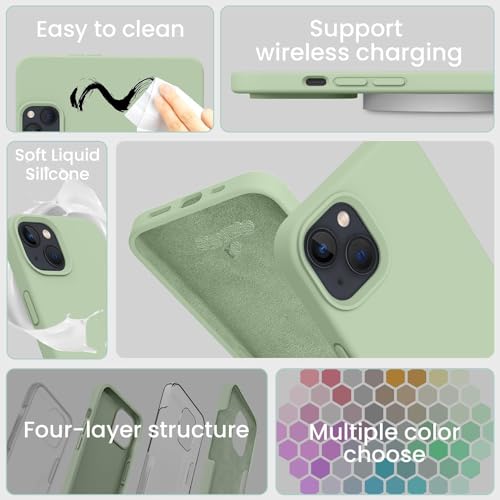 Image of MIDOS Back Cover Compatible with iPhone 14 Plus Case Liquid Silicone Full Protection Shock Proof Back Cover for iPhone 14 Plus (S Green)