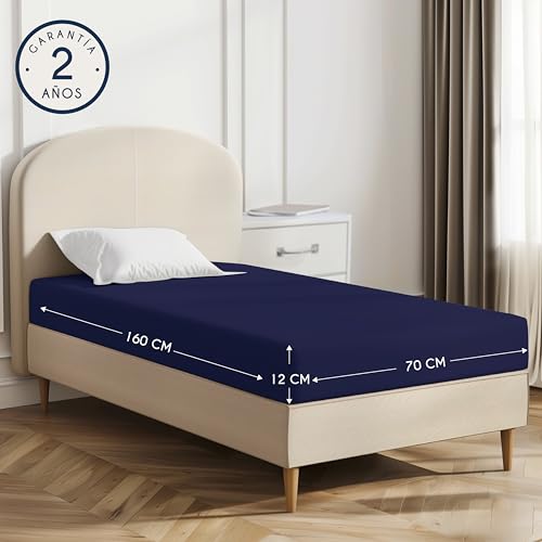 Miniatura 2 de Dreamzie Sabanas 70x160 Ajustable - Algodon Oeko Tex Certificado - Azul Oscuro - Sábanas Bajeras 70 X 160-100 Jersey