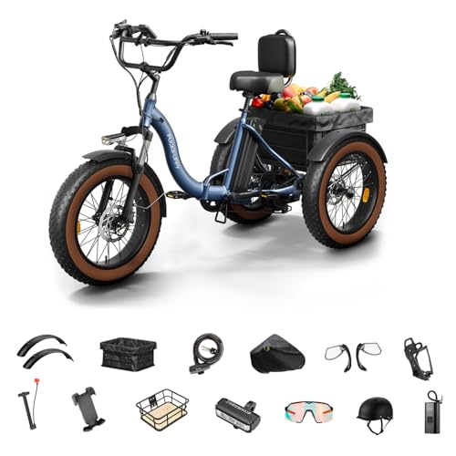 PUCKIPUPPY Electric Tricycle 960W 48V Folding Fat Tire Ebike