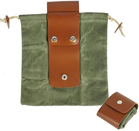 Foraging Bag Foraging Pouch Mushroom Bushcraft Bag Leather Belt Pouch Men for Outdoor Traveling Camping -Green