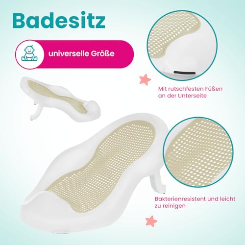 Primabobo Wanienka dla Niemowląt PREMIUM Składana z Inteligentnym Termometrem LCD i Fotelikiem, Luksusowa Wanienka 80cm z Miękką Wkładką, System Szybkiego Składania, Beżowa