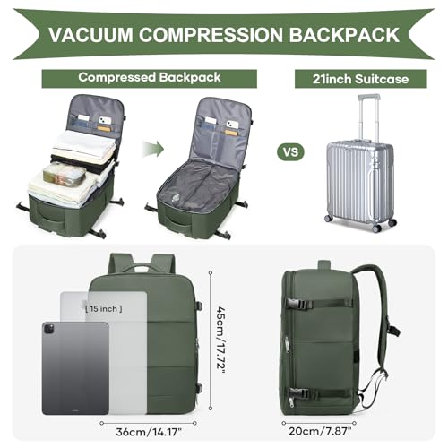 Image of coowoz Vacuum Backpack Travel with Pump,Travel Backpack with Vacuum System For Women Men,Carry On Backpack,Hiking Backpack Waterproof Outdoor Sports Rucksack Casual Daypack,33L(Vacuum pump)