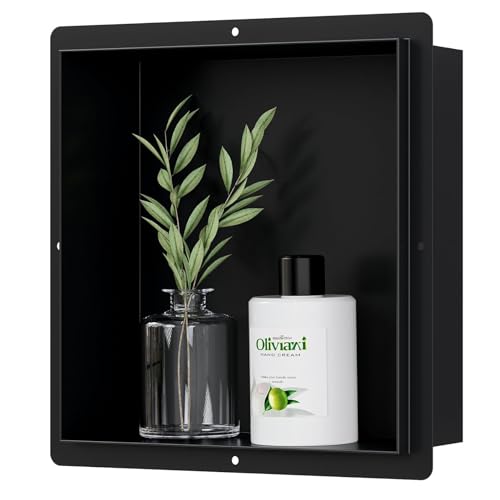 Neodrain Recessed Black Shower Niche, Insert Bathroom Storage Shelf, (Inner
