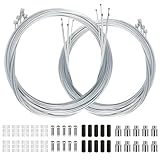 Bike Brake Cable, 10PCS Bicycle Brake Cable Professional Bike Brake Cable Kit for Front and Rear Mountain Bike, Bicycle Brake Cable Line with 40pcs Free Cable Cap End Crimps Set (5PCS 1.4m + 5PCS 2m)