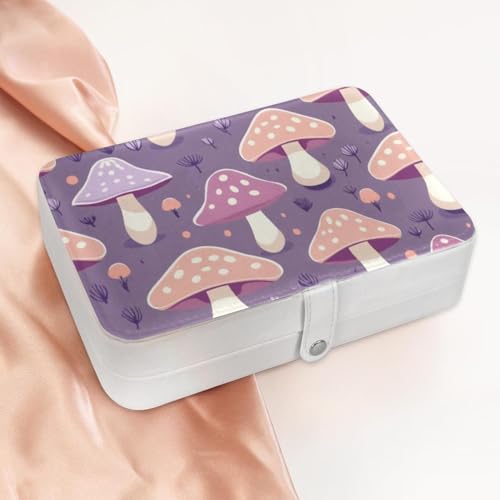 Fin des colliers emmêlés : boîte à bijoux de voyage compacte motif champignon violet