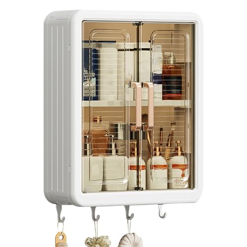 Ziurmut - Armario de pared para cuarto de baño, estante de almacenamiento de doble puerta, organizador de pared con puerta, estante de almacenamiento de doble puerta para casa, dormitorio, cocina