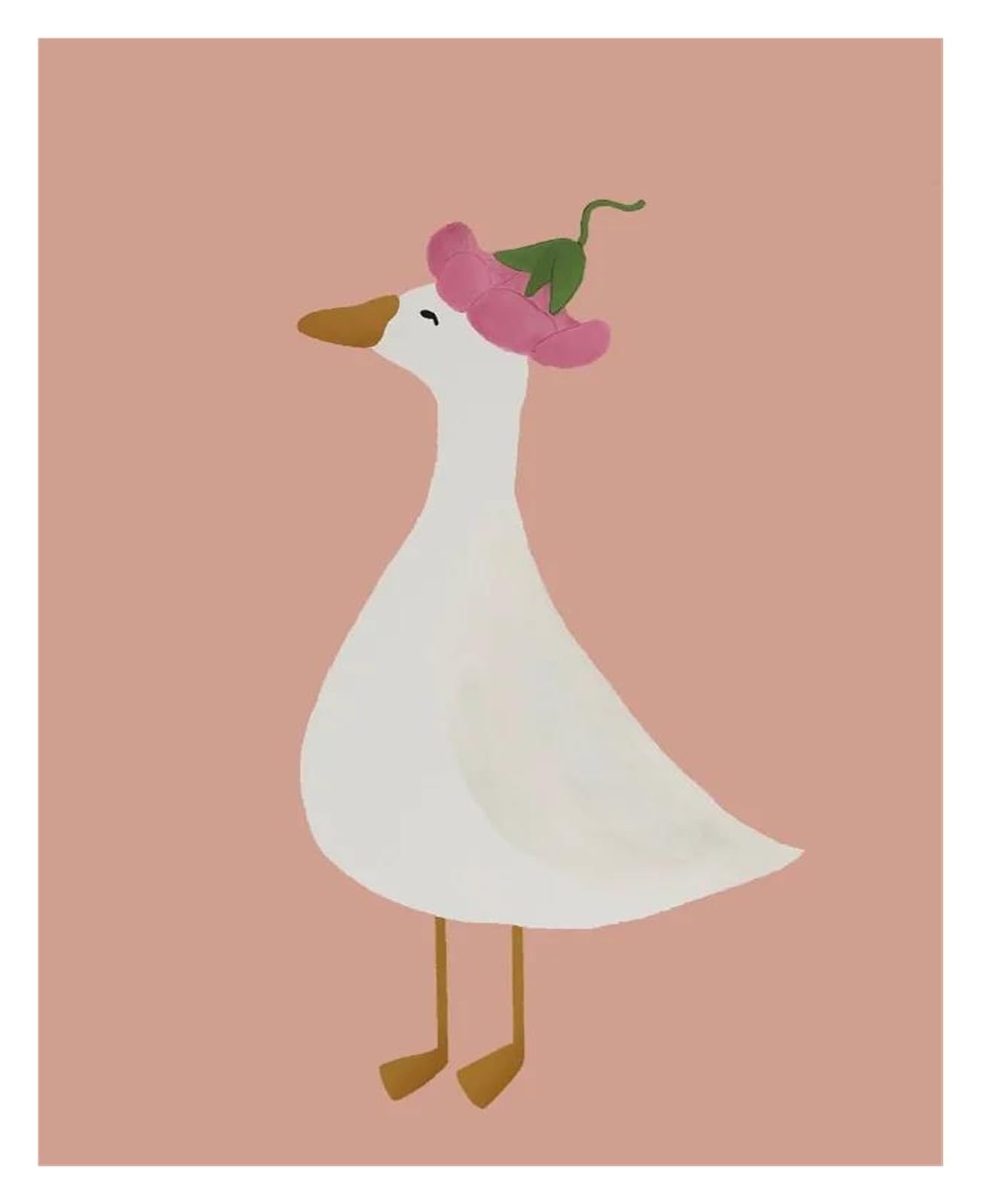 Xenite C Wall Art Anvas Prints Artoon Silly Ute Goose With Floral Poster Print Nordi Canvas Painting Wall Art Picture Nursery Kids Room Home Decor(,30X40cm)