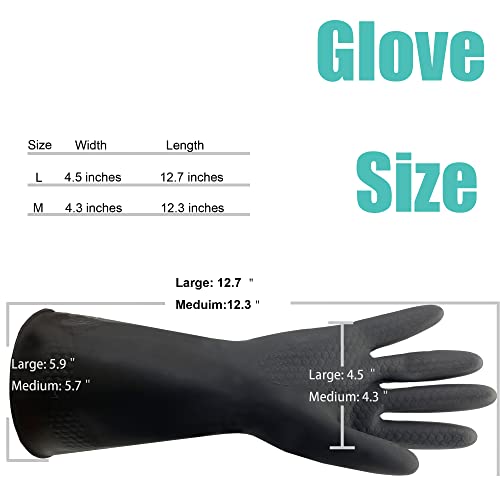 Justseen Chemical Resistant Rubber Gloves,12.7''Waterproof Industrial Work Glove, Black Color Large Size #TOP1