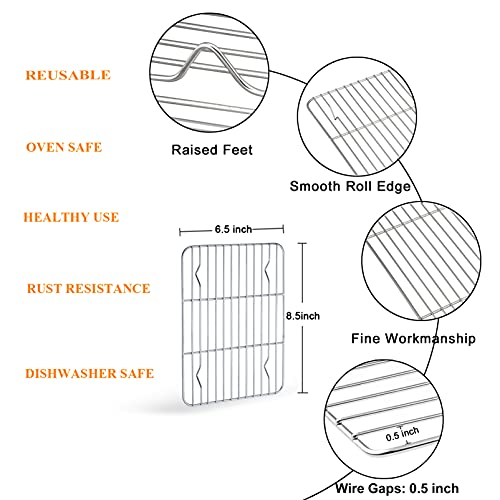 Teamfar 9'' X 7'' X 1'' Toaster Oven Pan With Rack Set Of 4, Stainless Steel Compact Toaster Ovenware Pan With Cooling Rack, Healthy & Heavy Duty, Easy Clean & Dishwasher Safe thumb #2