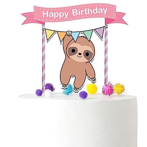 Sloth Cake Topper for Kids | Cute Sloth Birthday Party Supplies | Sloth Theme Birthday Decoration