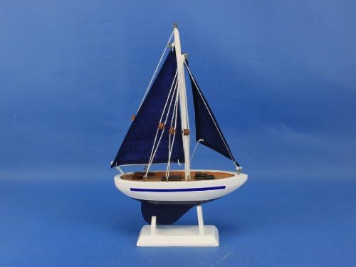 Pacific Sailer Blue - Blue Sails 9" - Model Sailing Boat - Sailboat Decoration