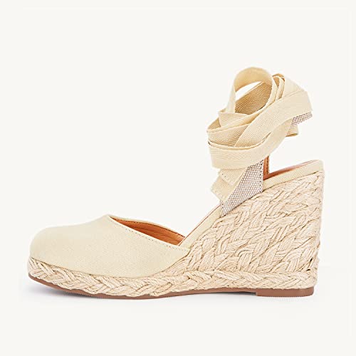 Image of Juliet Holy Womens Lace up Espadrilles Closed Toe Wedges Sandals Strappy Slingback Platform Heels