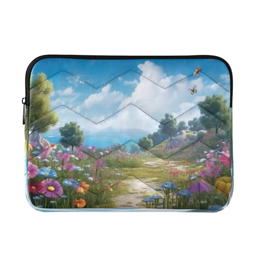 Funda para portátil 13-14 pulgadas con flores y mariposas miniatura 1