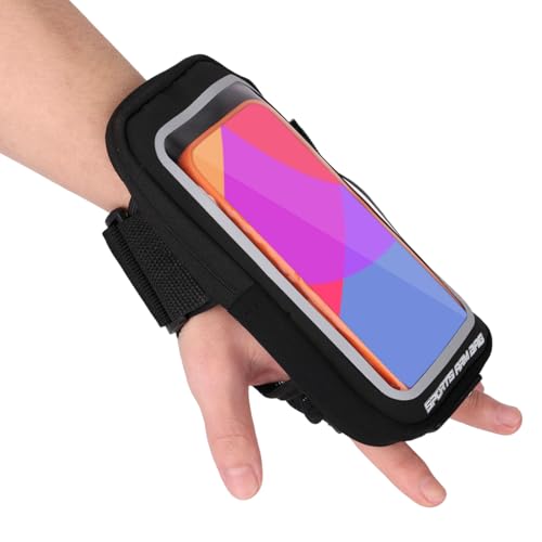 Gosknor Wristband Phone Holder for Running, Black Handheld Grip Phone Holder Running Armband Wristband Frearm Band for iPhone Pro Max Plus (16/15/14/13/12/11/X/XR) Galaxy S24/S10