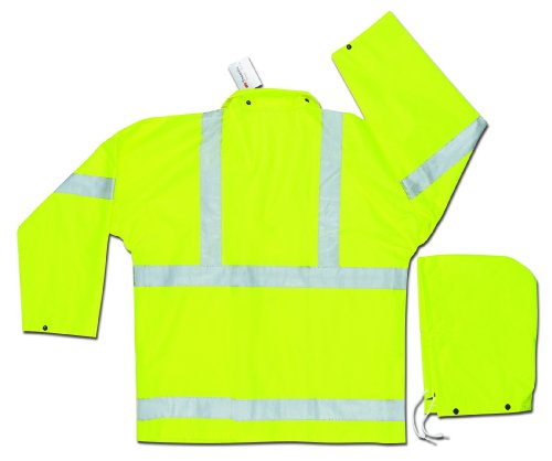 MCR Safety 2083SRM Luminator Class 3 PVC/Polyester 3-Peice Suit with Detachable Hood and 3M Reflective Material, Fluorescent Lime, Medium - Thumbnail 2