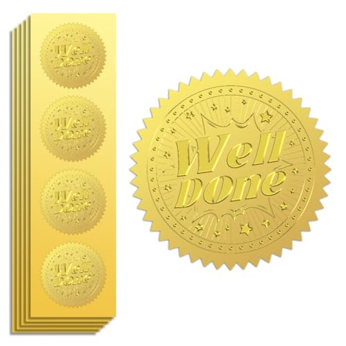 Peacoblue 100Pcs Envelope Gold Foil Seals Self Adhesive Stickers
