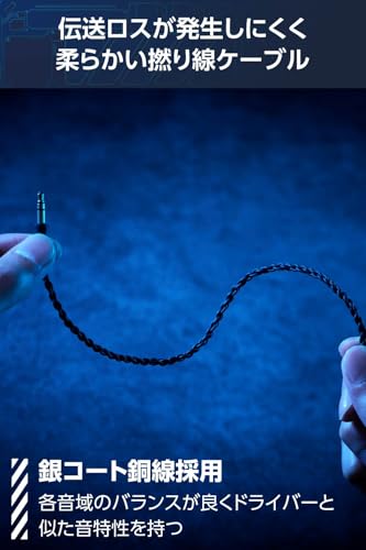 エレコム 有線イヤホン 3.5mm 3極 ゲーミング (FPS) カナル型 【原音に近い音質】 PEI材質 2つの装着方法を選べて疲れにくい ケーブル取り外し可能 Vcustom ブラック HS-VE300BK