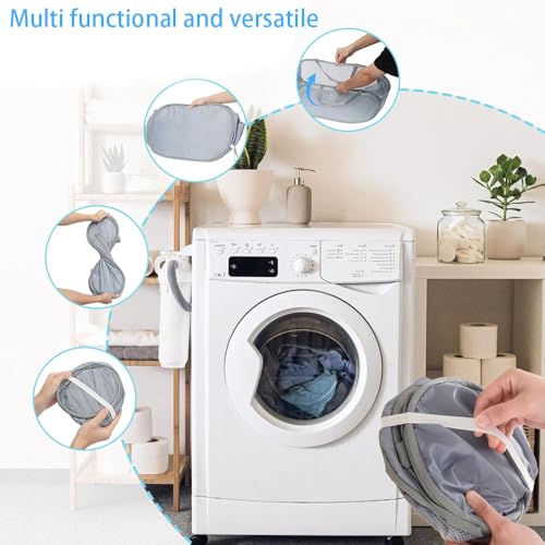Pop Up Wäschekorb, Wäschekorb Faltbar aus Netzmaterial, Faltbare Wäschekörbe mit Henkel, Mesh Aufbewahrungskorb, Aufbewahrungskorb, Laundry Bag für Badezimmer Camping Und Reisen