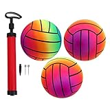 WINOMO Regenbogen Sport Bälle 8. 6 Zoll Aufblasbare Vinyl Bälle für Kinder Und Kleinkinder Neon Basketball Fußball Ball Und Volleyball für Spielplatz Innen- Und Außenbereich