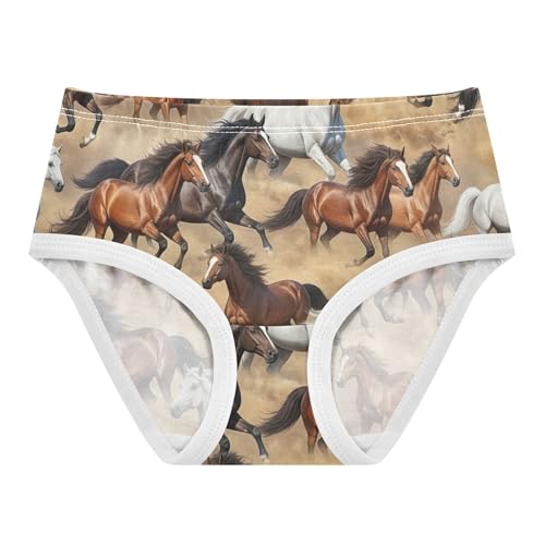 Ancient Horses Sandy Beige Little Girl Panties Toddler Girls Underwear Cotton Funny Briefs Undies Kids 2t