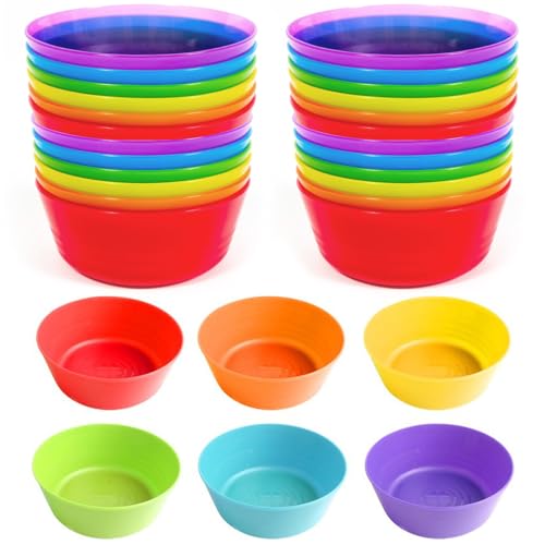 Sertay 24 Pezzi Insalatiere Colorate, Ciotole Plastica Riutilizzabili, Scodelle Zuppa Bowl, Ciotole Plastica Bambini, Adatta per Cereali, Insalate, Frutta, Riso e Pasta