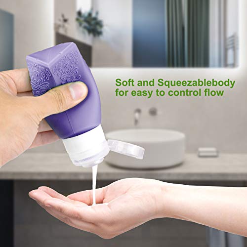 image for JACOOL 6 Pack Leak Proof Silicone Travel Bottles- TSA Approved Refilla