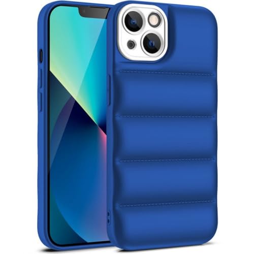 Funda de lujo tipo chaqueta de plumas para iPhone 16, 15, 14, 13, 12, 11 Pro, XS Max, X, XR, 7, 8 Plus, The Puffer Case, funda de silicona suave a prueba de golpes, W, azul marino, para iPhone 14 Plu