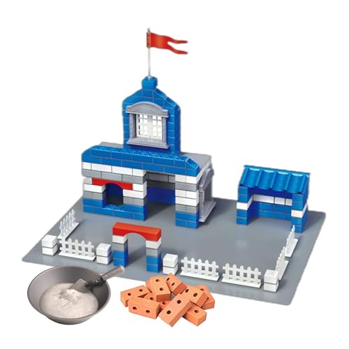 Mini maison en briques DIY pour enfants - Jouet architecte avec mini briques et ciment - Cadeau créatif à construire soi-même pour garçons et filles (poste...