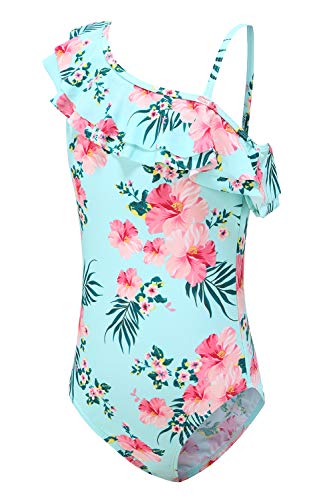 Maillot de Bain Fille Enfant Une pièce de Style de Hawai et pour la Plage Fleurs 7-8 Ans