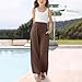 Girls Palazzo Long Pants Cotton Linen Soft Summer Wide Leg Flowy Trousers Teen Kids Solid Elastic (Brown, 14-15 Years)