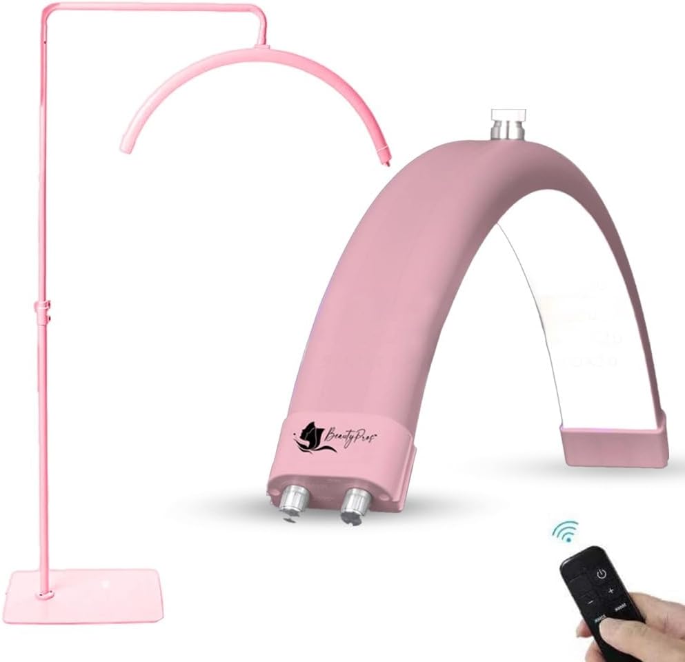 Lash Light - LED Half Moon - Esthetician Light for Lash Studios, Artists, Salons - Easy Setup, Adjustable Brightness Warm to Cool (Pink 28 Inch)