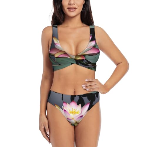 Maillot de bain avec effet ventre plat et motif lotus blanc élégant