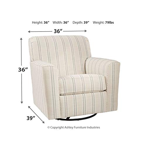 Signature Design By Ashley Alandari Striped Traditional 360-Degree Swivel Accent Chair, Beige #TOP6