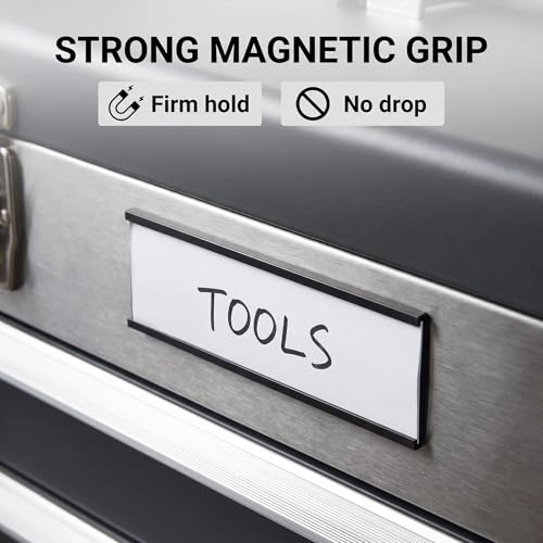 LLPT Magnetische Etikettenhalter | 50 Stück | 25MM x 75MM | Beschreibbare Magnet-Etiketten für Schule Büro Whiteboards Kühlschränke Magnettafeln (MH2175)