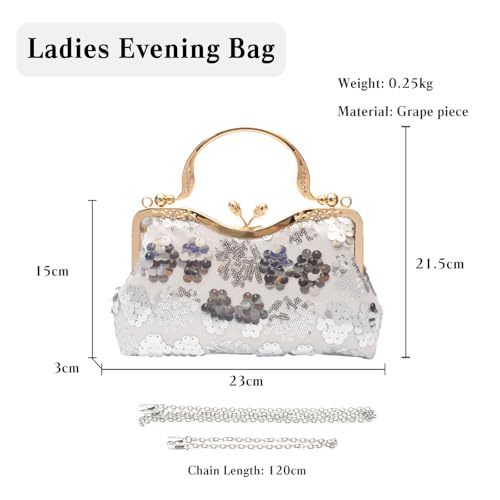Image of CORIOS Vintage 1920s Evening Bag for Women Velvet Clutch Bag Sparkly Sequin Handbag Bridal Wedding Purse